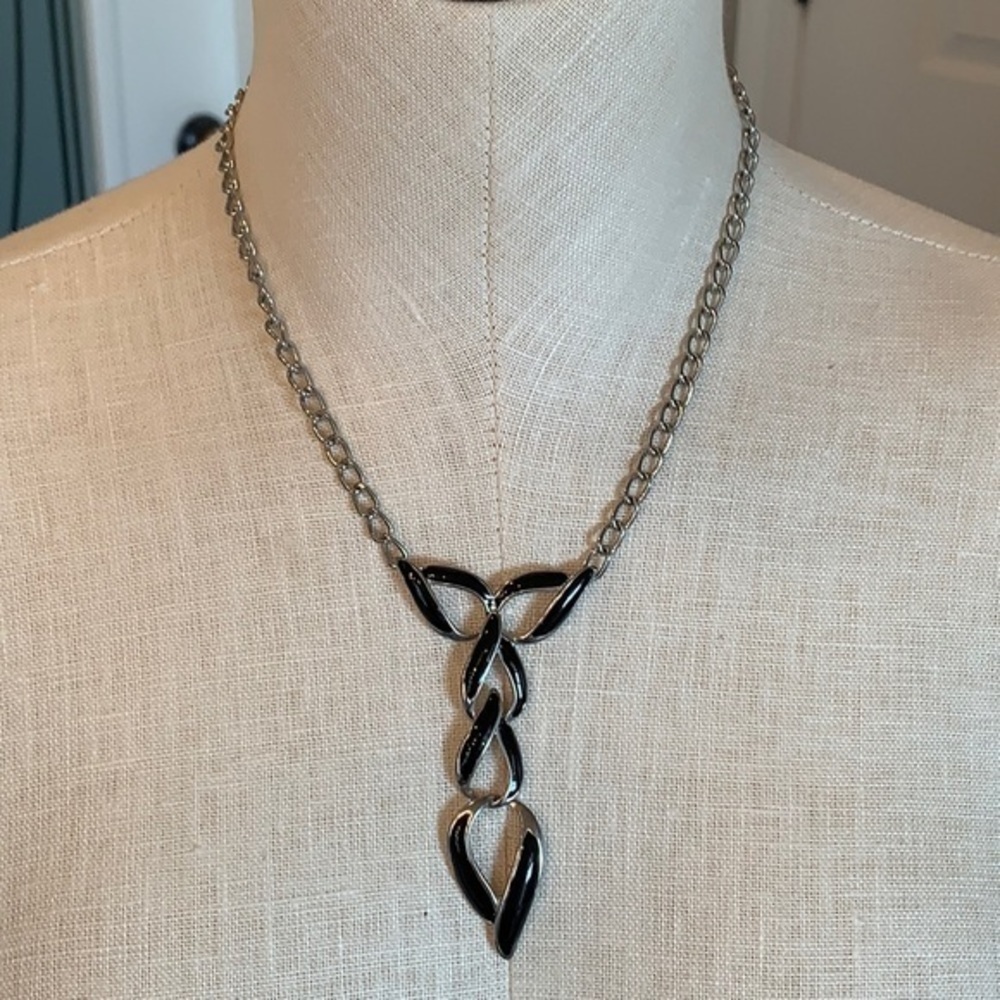Napier silver you drop black enamel statement